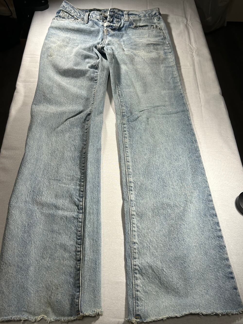 Wild Fable High Rise Wide Leg Light Wash Raw Hem Jeans